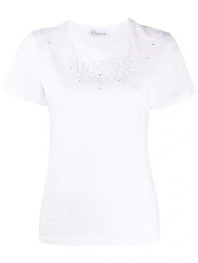 Red Valentino Bead Detail T-shirt In White