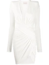 Alexandre Vauthier Draped Asymmetric Hem Dress In White