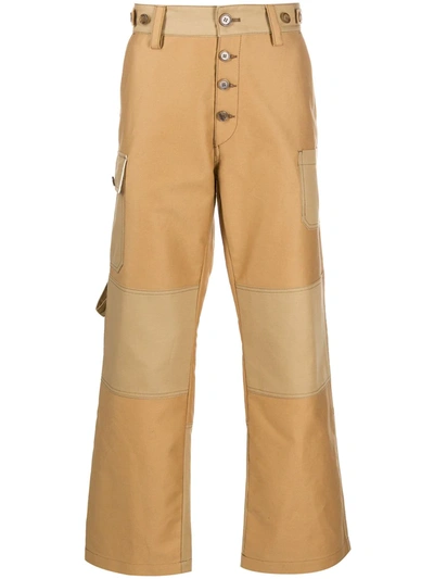Marni Patchwork Utility Trousers In Neutrals