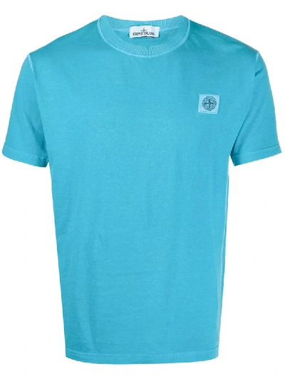 Stone Island Crew Neck Logo T-shirt In Blue