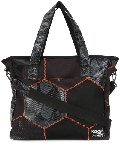 Eastpak X  Snakeskin-print Tote Bag In Black