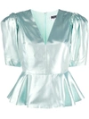 Rotate Birger Christensen Mindy Peplum Top In Blue