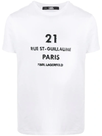 Karl Lagerfeld Paris Print Cotton T-shirt In White
