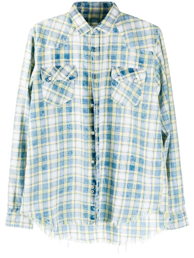 Family First Checked Washed-effect Cotton Shirt In Blue