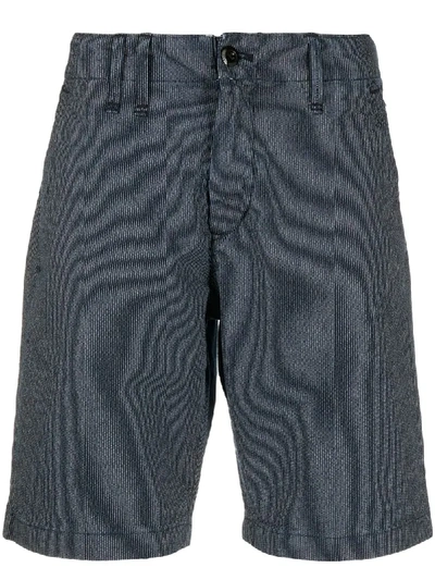 G-star Raw Striped Cotton Shorts In Blue