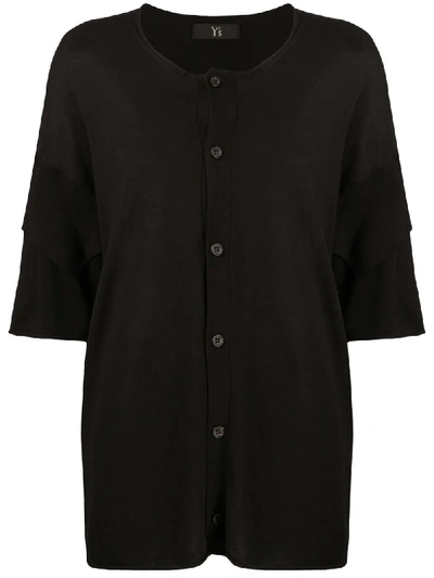 Y's Double-layered Short Sleeved Cardigan In Black