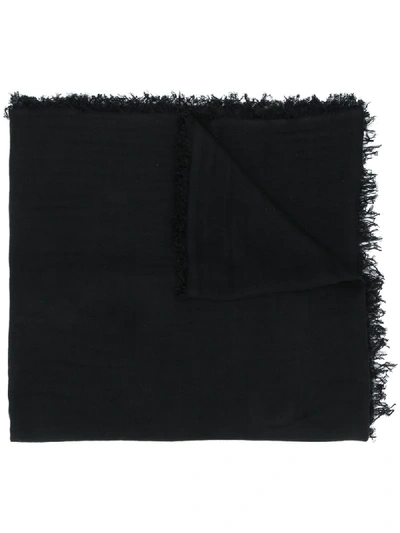 Ann Demeulemeester Cashmere Scarf With Frayed Edging In Black