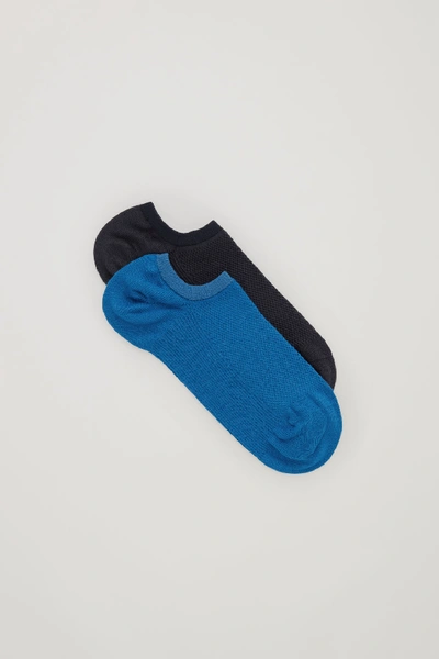 Cos 2-pack Organic-cotton Performance Socks In Blue