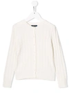 Ralph Lauren Kids' Cable Knit Cotton Cardigan In White