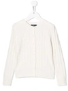 Polo Ralph Lauren Kids' Cable Knit Cotton Cardigan In White