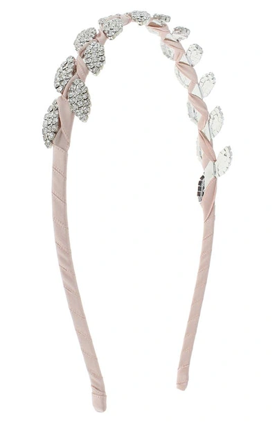 Capelli New York Kids' Crystal Leaf Headband In Ballt Pnk