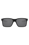Oakley Portal 59mm Polarized Square Sunglasses In Polished Black/ Prizm Black