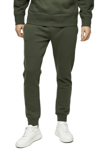 Topman Dry Handle Skinny Fit Jogger Pants In Olive