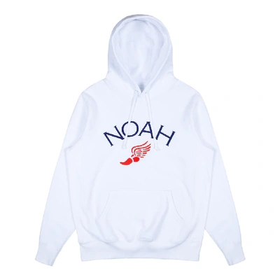 Pre-owned Noah  Winged Foot Embroidered Hoodie White