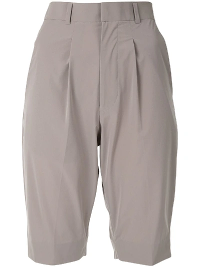 Amal Al Mulla Slim-fit Pleated Detail Shorts In Grey