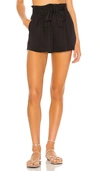 BOBI BLACK RAYON TWILL SHORTS,BOBI-WF12