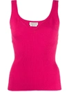 Alexander Mcqueen Ribbed Knitted Top In Pink