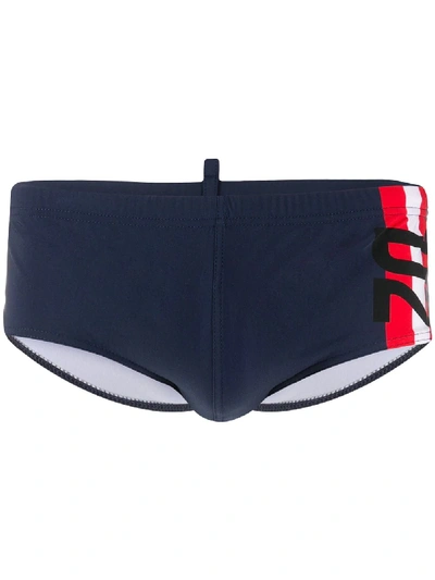 Dsquared2 D2 Drawstring Swimming Trunks In Blue