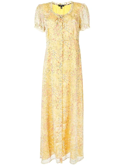 R13 Floral-print Silk Dress In Yellow