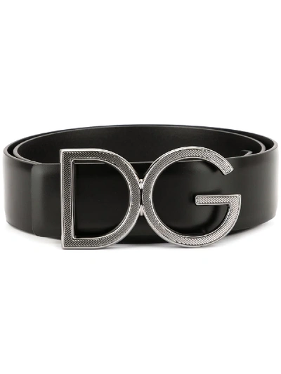 Dolce & Gabbana Logo Plaque Belt In Black