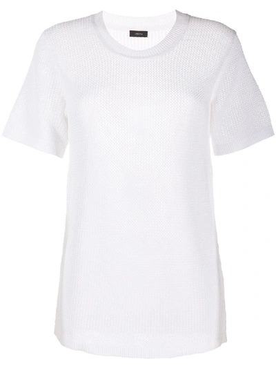 Joseph Knitted Short Sleeve Top In White