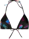 Calvin Klein Abstract Print Bikini Top In Black