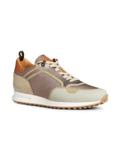 Dunhill Radial Runner Leather And Suede-trimmed Mesh Trainers In Neutrals