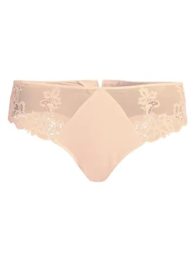 Simone Perele Saga Floral Lace Thong In Blush