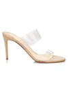 Christian Louboutin Just Nothing 85mm Patent Pvc Sandals In Nude