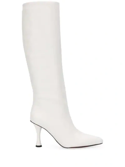 Proenza Schouler White Leather Tall Boots In 16092 124 Ecru`