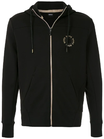 Hugo Boss Boss Men's Saggy Circle Zip-through Hoodie In Charcoal