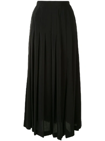 Giambattista Valli Pleated Silk Midi Skirt In Black
