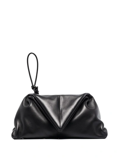 Bottega Veneta Black The Trine Leather Clutch Bag