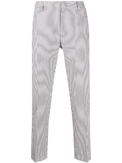 Dondup Cropped Striped Print Chinos In White