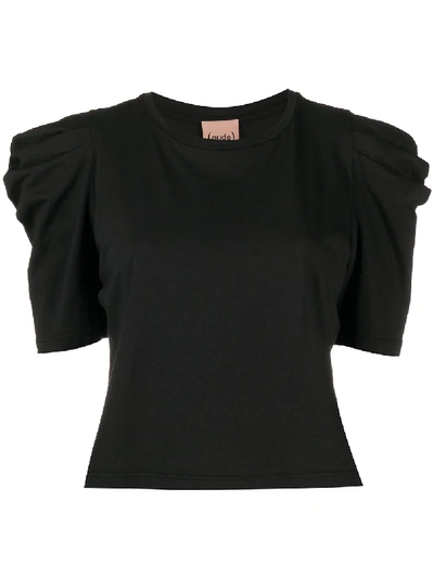 Nude Mutton-sleeved Crew Neck T-shirt In Black