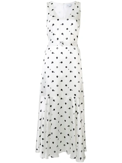 Rosetta Getty Bauhaus Dot Print Silk Charmeuse Midi Dress In White