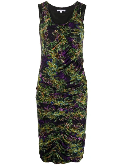 Patrizia Pepe Floral-print Ruched Dress In Black