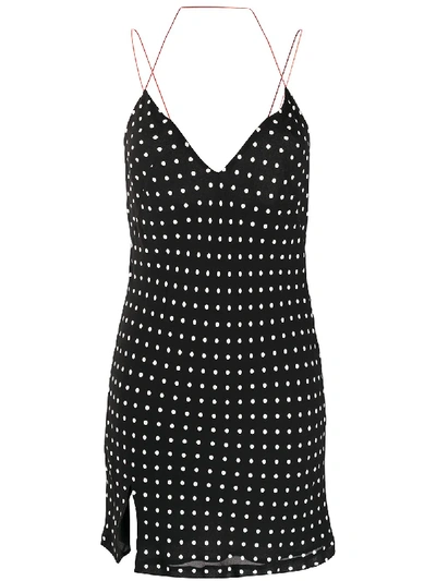 Haider Ackermann Split-hem Polka-dot Print Longline Cami Top In Black