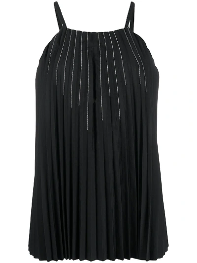 Brunello Cucinelli Pleated Sleeveless Top In Black