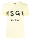 Msgm Paint Brushed Logo T-shirt In Yellow