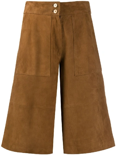 Pt01 Wide-leg Shorts In Brown