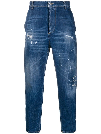 Dsquared2 Stonewashed Straight-leg Jeans In Blue