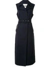 Jil Sander Sleeveless Long Trench Coat In Blue