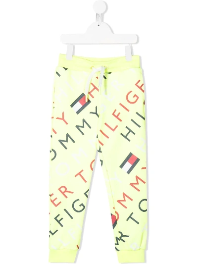 Tommy Hilfiger Junior Kids' All-over Logo Print Joggers In Yellow