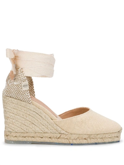 Castaã±er Carina 8 100mm Wedge Espadrilles In Nude