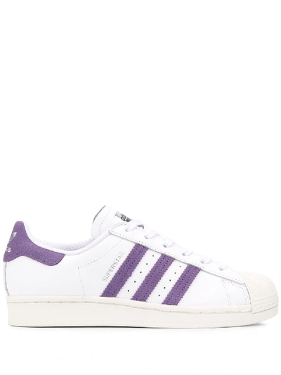 Adidas Originals Superstar White Leather Sneakers In Purple