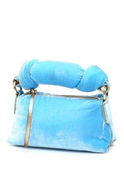 Dries Van Noten Velvet Soft Bag In Blue (light Blue)