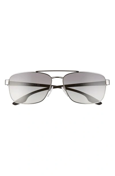 Prada Pillow 62mm Oversize Navigator Sunglasses In Silver/ Grey Solid
