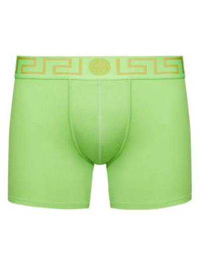 Versace Men's Stretch-cotton Trunks In Acid Green