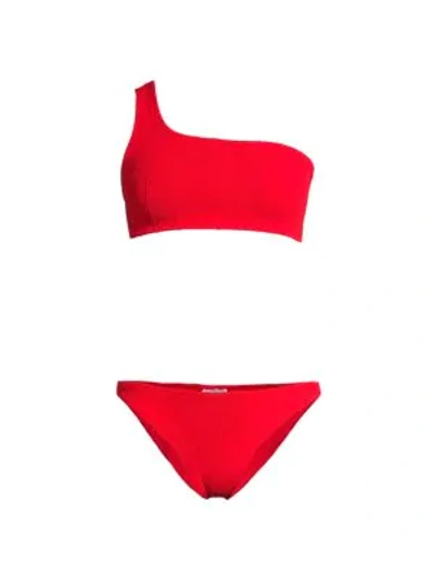 Hunza G Nancy One-shoulder Bikini Set In Red